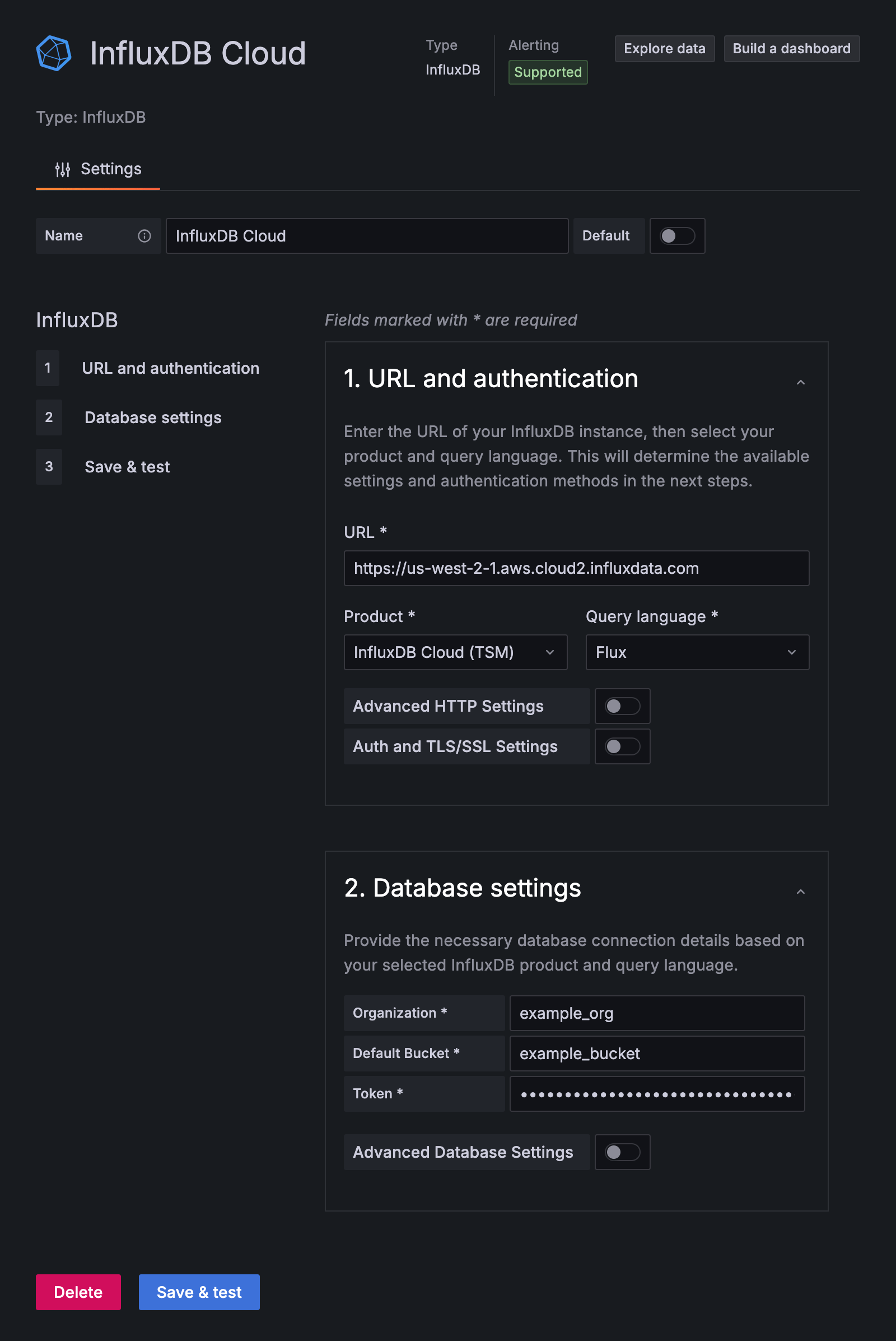 Flux configuration for InfluxDB Cloud (TSM)