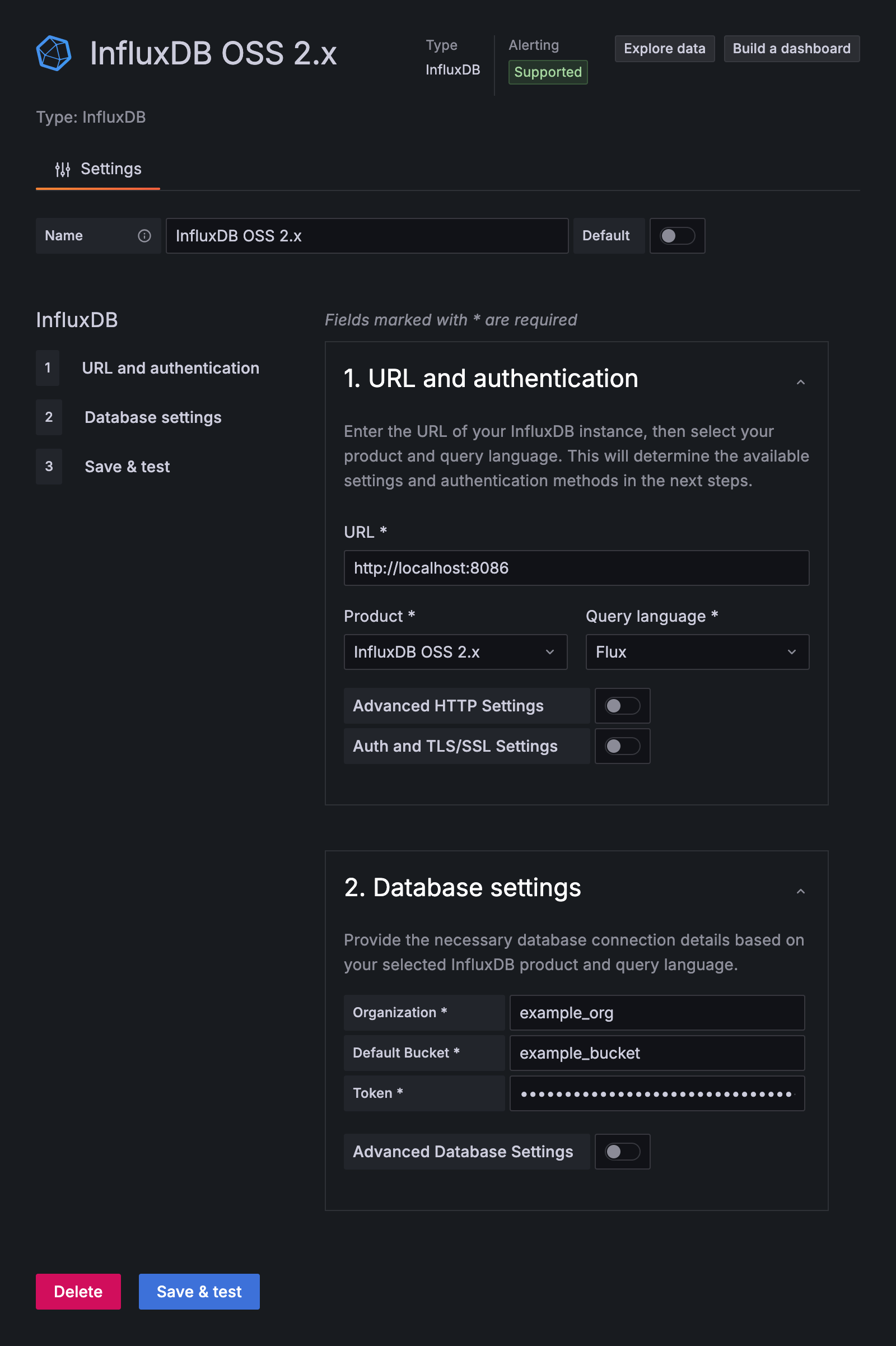Flux configuration for InfluxDB OSS 2.x