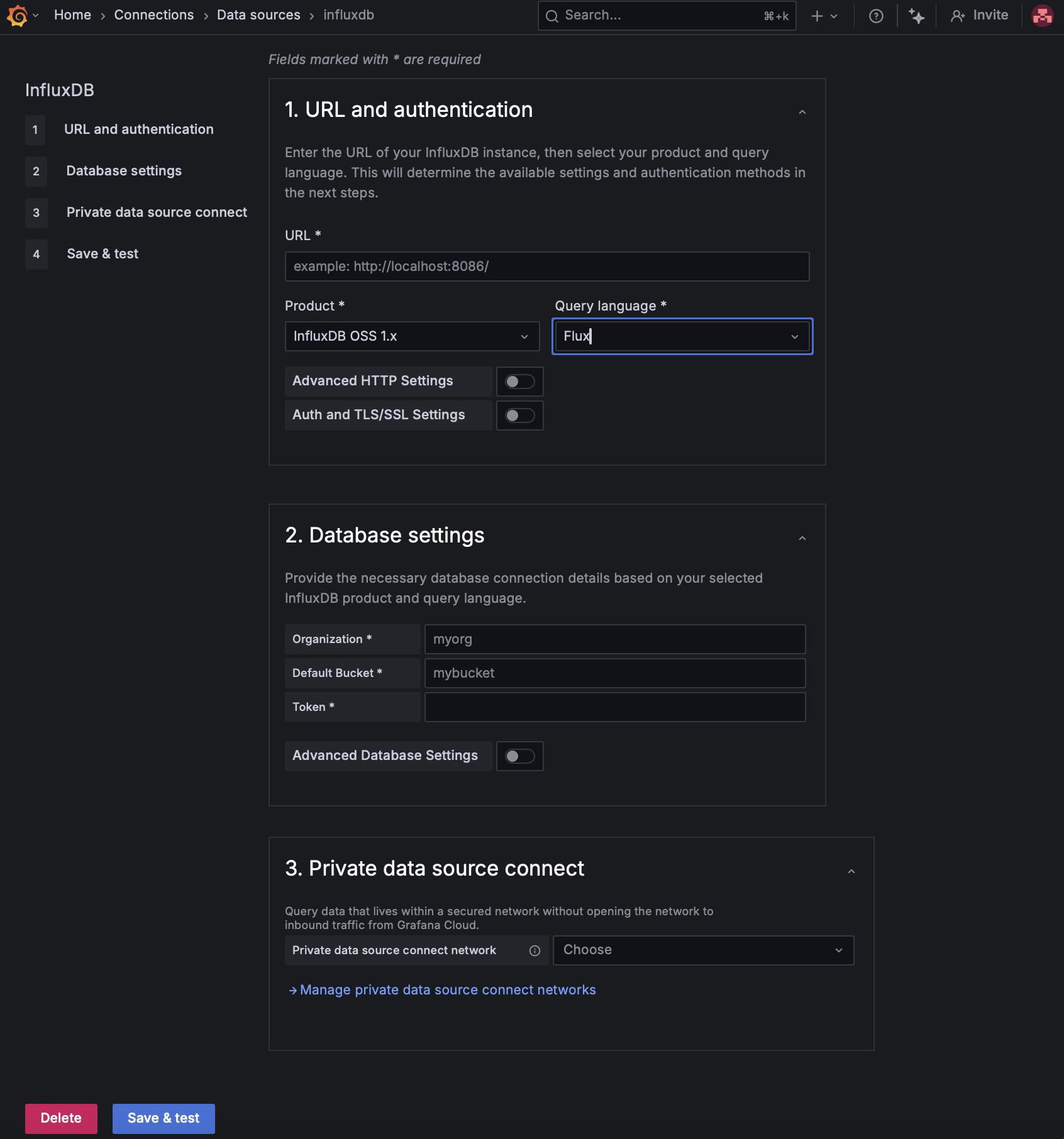 Flux configuration for InfluxDB OSS 1.x