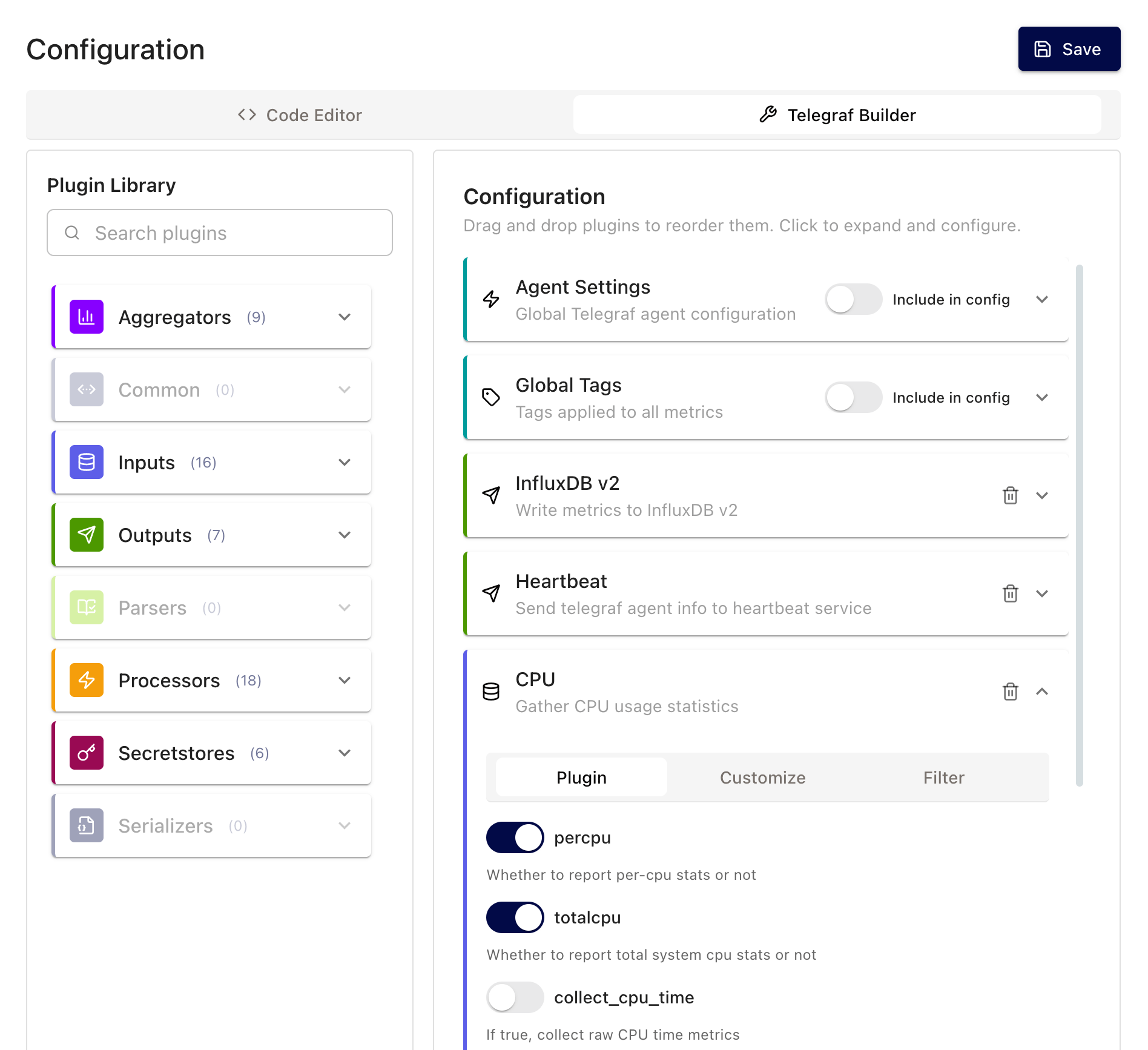 Telegraf Builder in Telegraf Controller